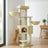 Heavy-Duty Multi-Level Cat Tree Tower - Wood and Plush - Beige