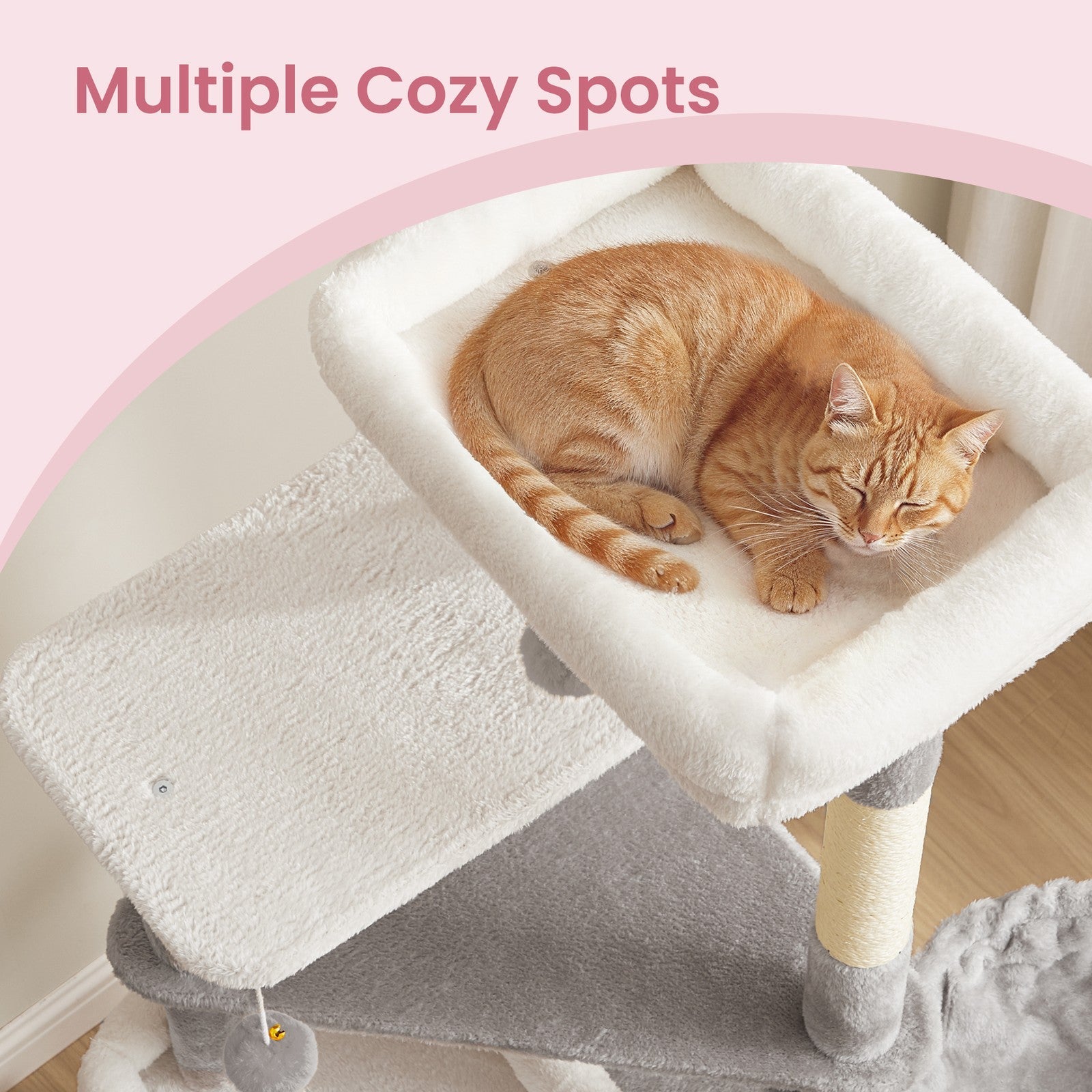 Tall Cat Tree - 59.1" - Plush - 2 Caves