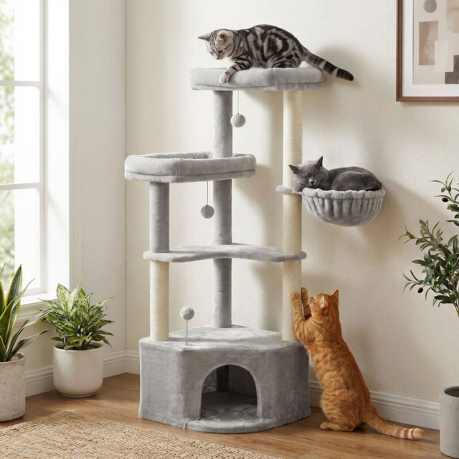 Cat Tree Tower - 55L - Particleboard - Scratching Posts