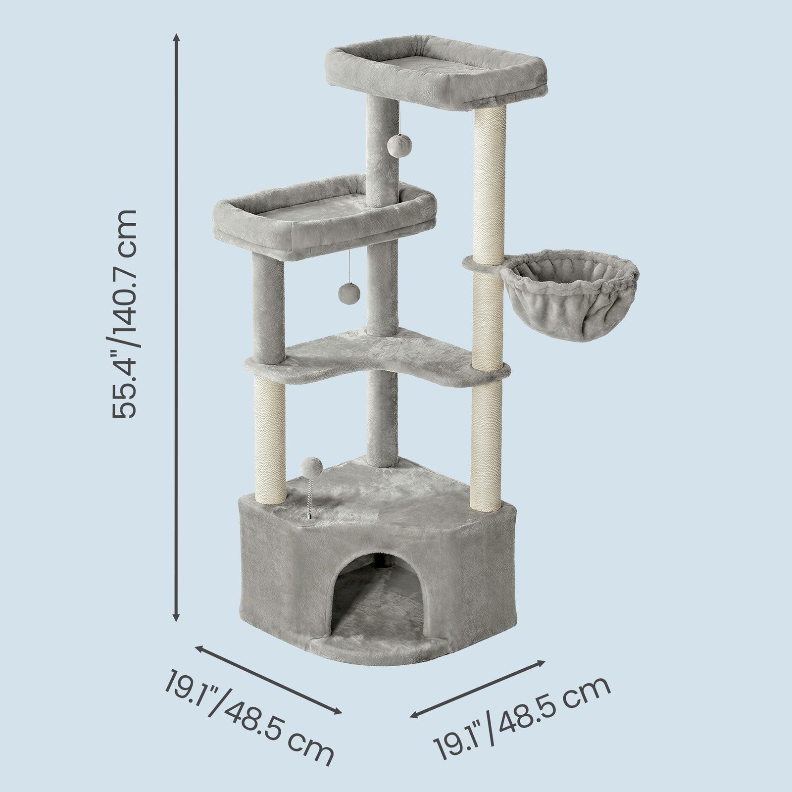 Cat Tree Tower - 55L - Particleboard - Scratching Posts