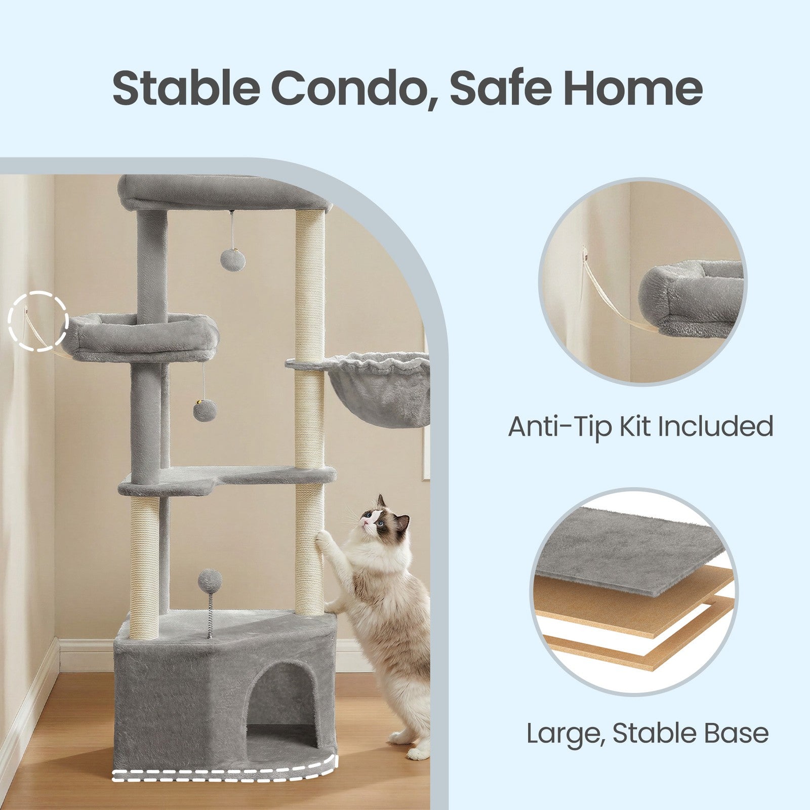 Cat Tree Tower - 55L - Particleboard - Scratching Posts