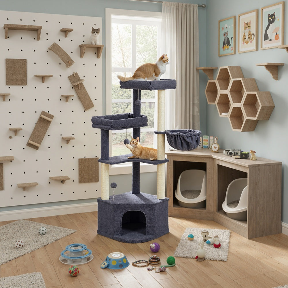 Cat Tree Tower - 19L - Particleboard - Large Perches