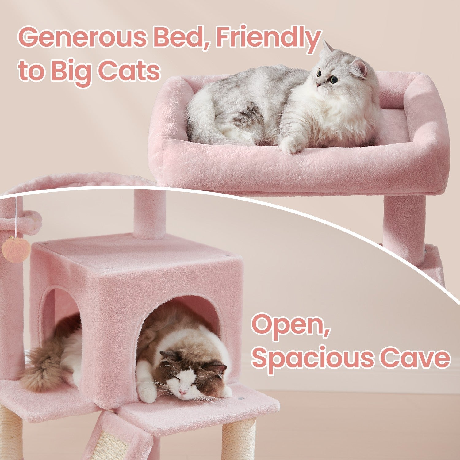 Cat Tree - PCT051P01 - Jelly Pink - Widened Perch for Large Cats and Kittens