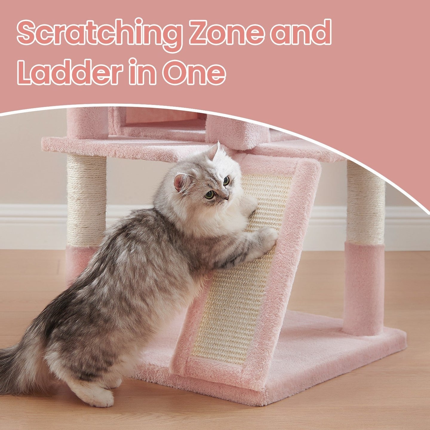 Cat Tree - PCT051P01 - Jelly Pink - Widened Perch for Large Cats and Kittens
