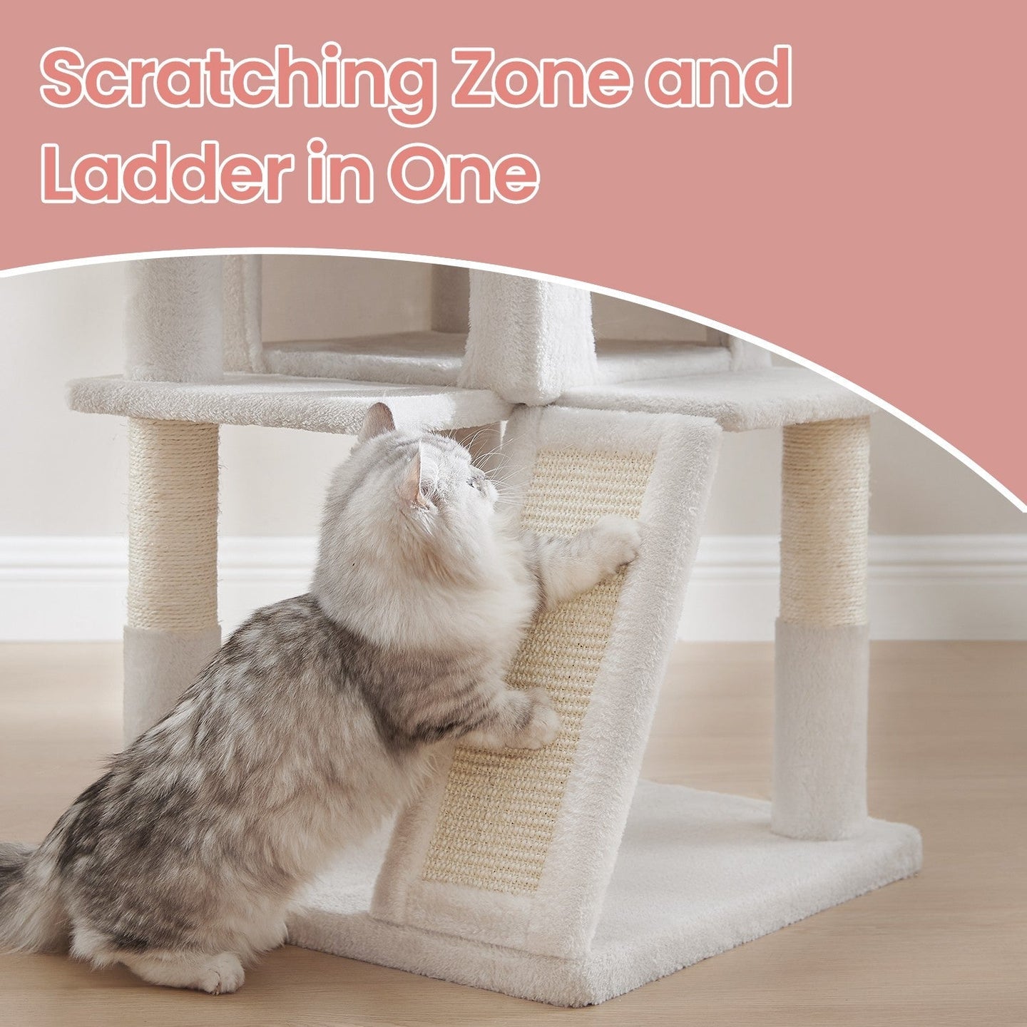Cat Tree - PCT051P01 - Jelly Pink - Widened Perch for Large Cats and Kittens