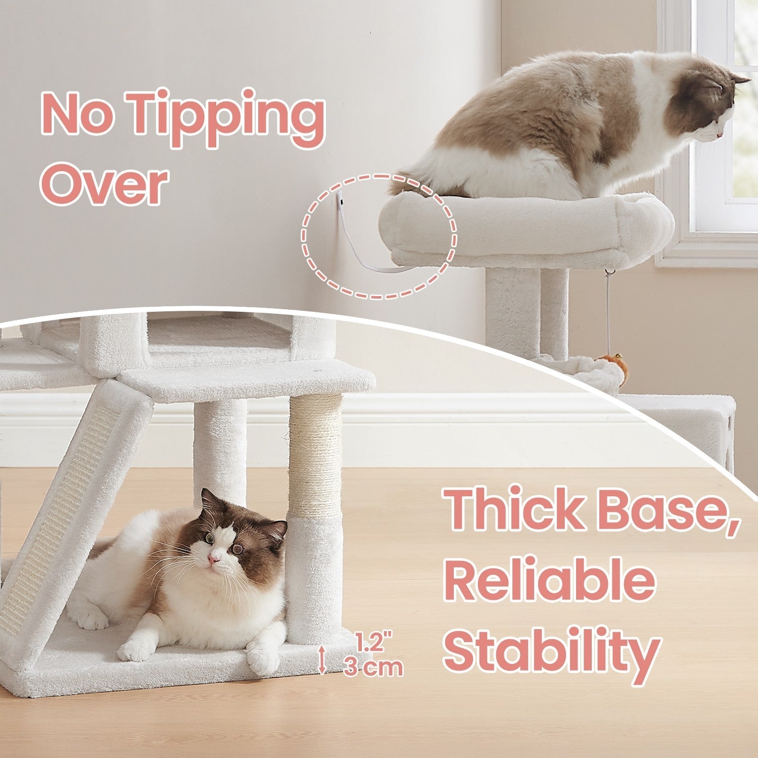 Cat Tree - PCT051P01 - Jelly Pink - Widened Perch for Large Cats and Kittens