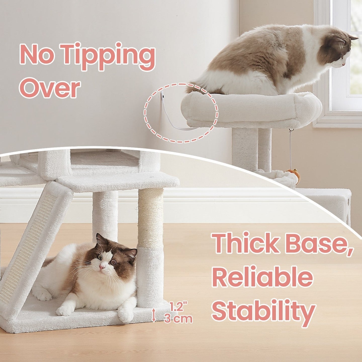 Cat Tree - PCT051P01 - Jelly Pink - Widened Perch for Large Cats and Kittens