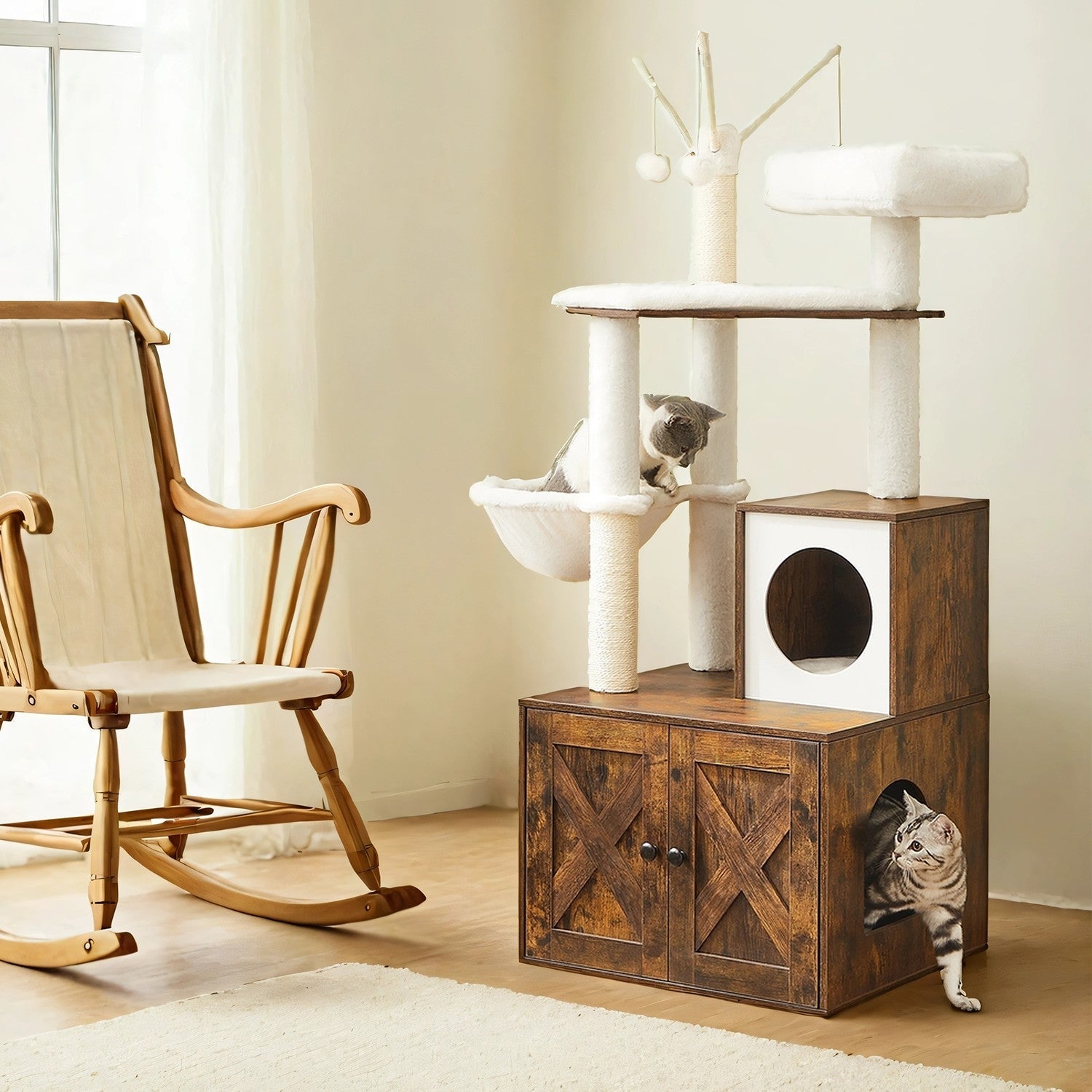 Cat Tree - Wood - Cloud White