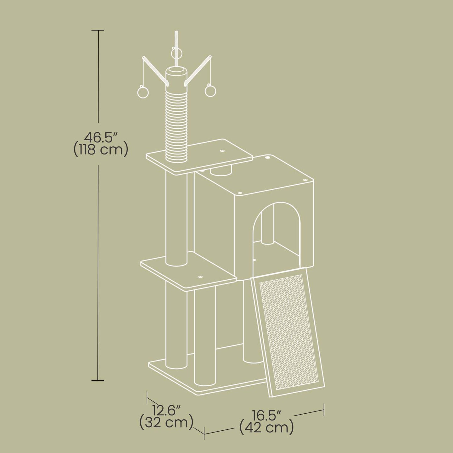 Small Cat Tree - Wood and Plush - Light Gray