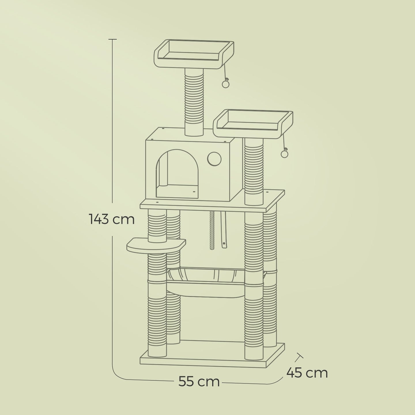 Multi-Level Cat Condo - Engineered Wood - Smoky Gray - 11 Scratching Posts