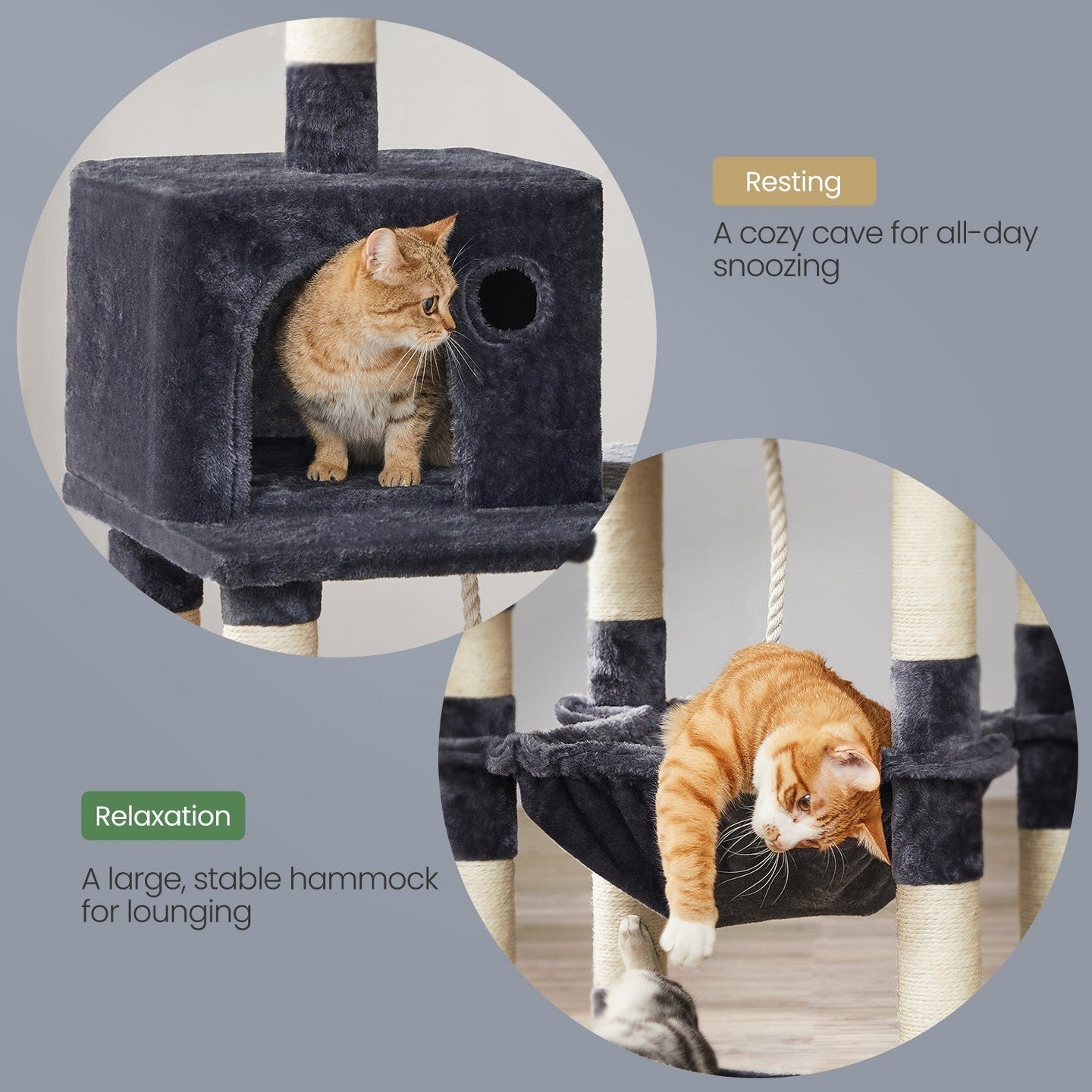 Multi-Level Cat Condo - Engineered Wood - Smoky Gray - 11 Scratching Posts