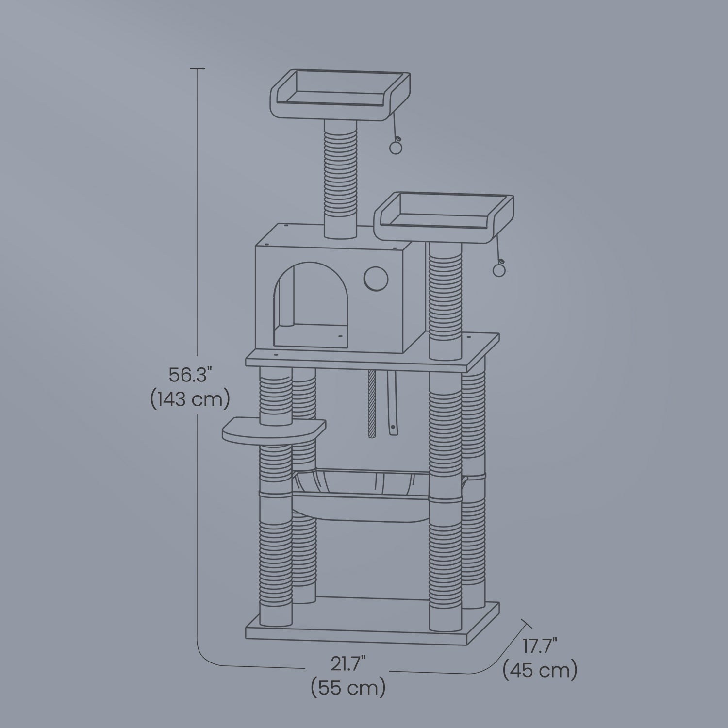 Multi-Level Cat Condo - Engineered Wood - Smoky Gray - 11 Scratching Posts