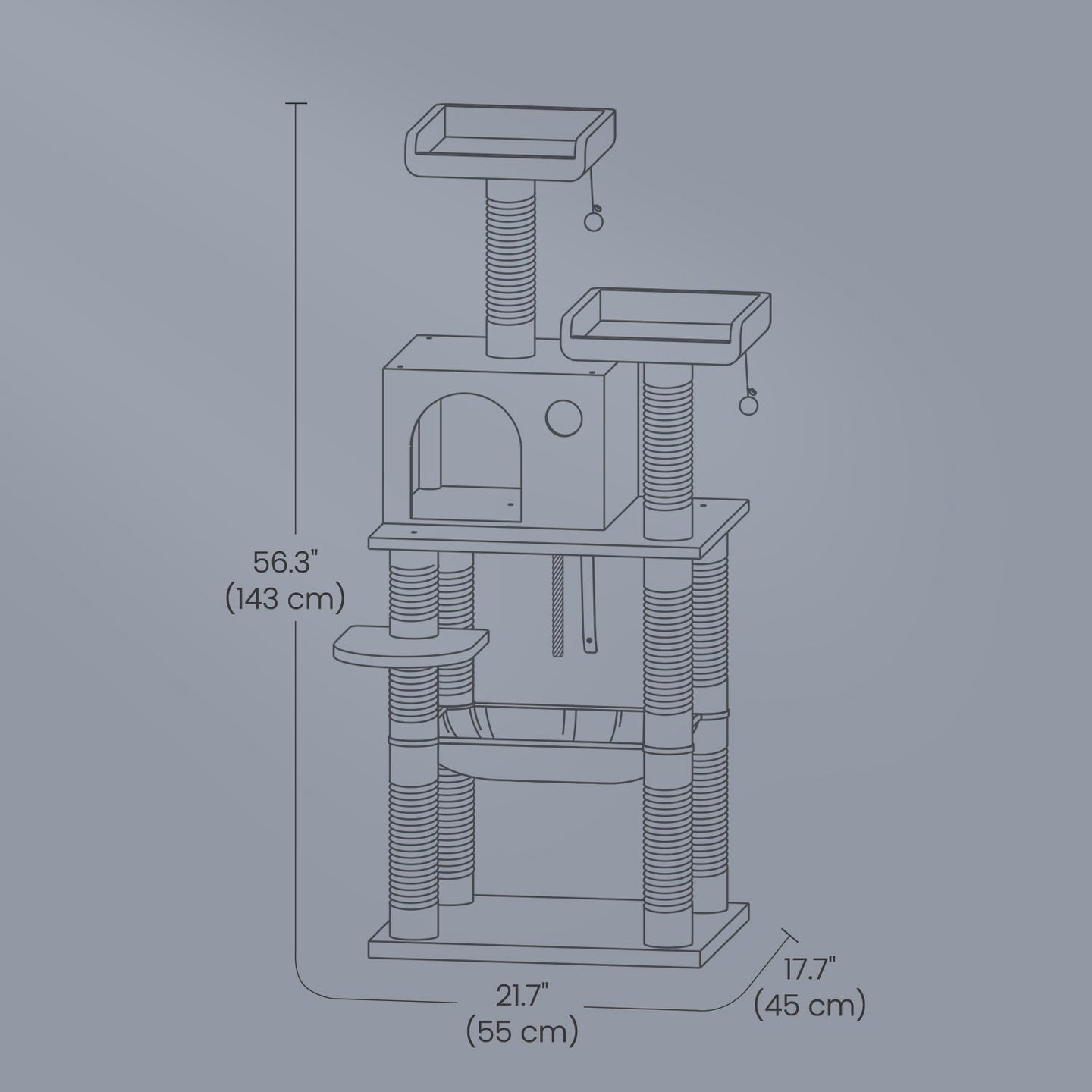 Multi-Level Cat Condo - Engineered Wood - Smoky Gray - 11 Scratching Posts