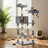 Cat Tree - Wood and Plush - Light Gray - with 11 Scratching Posts