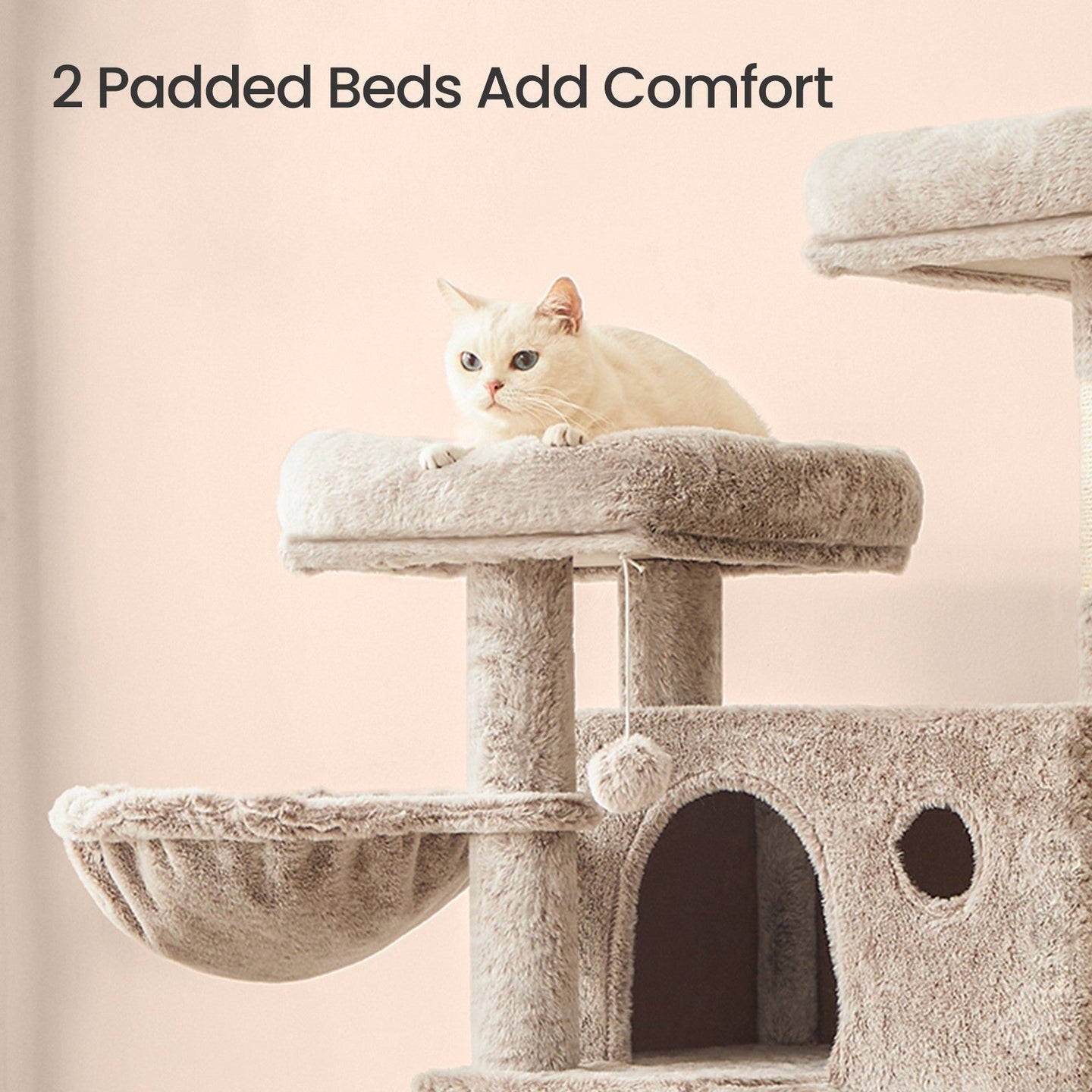 Cat Condo - Plush Fabric - Gradient Brown - Ultra-Soft with Sisal Posts