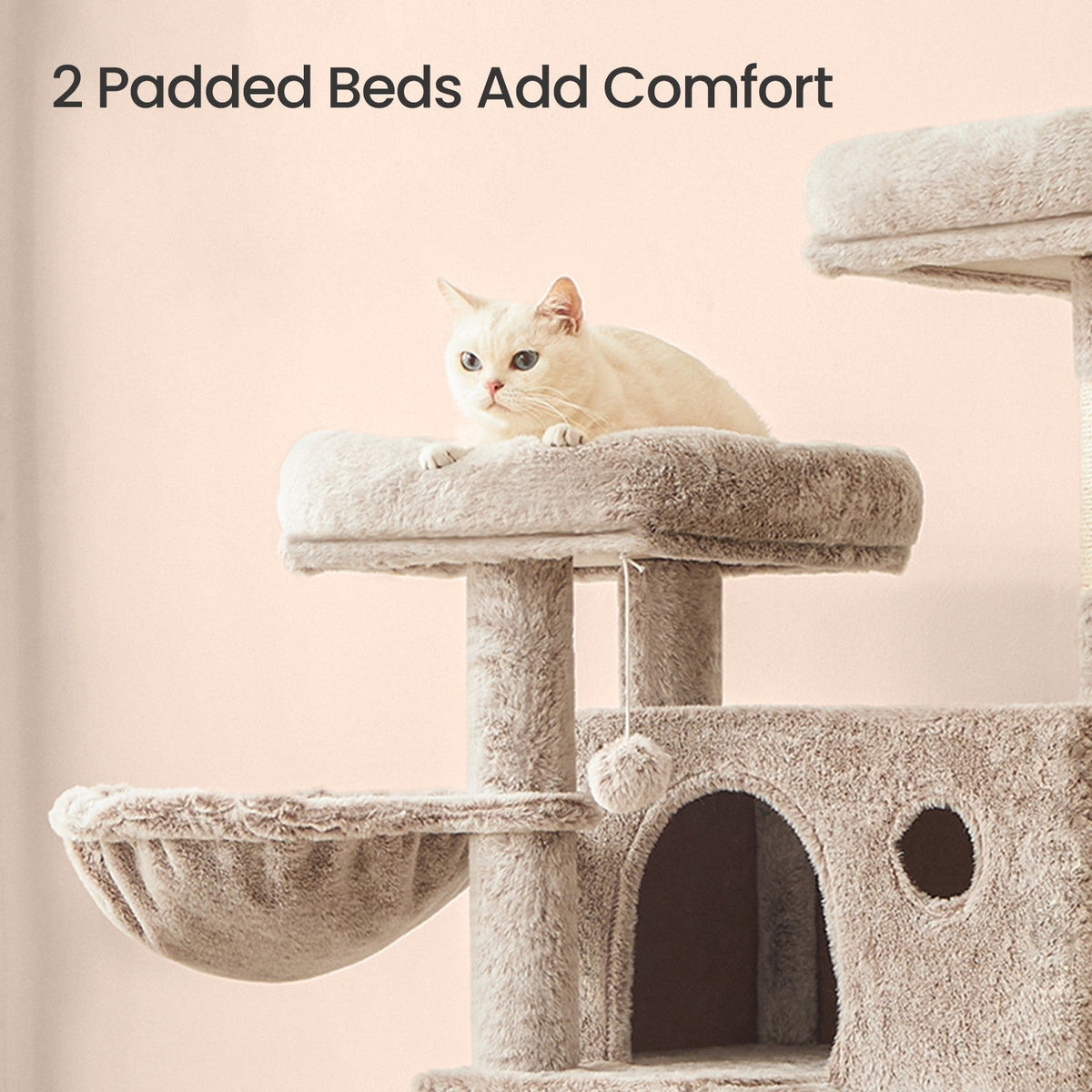 Cat Condo - Plush Fabric - Gradient Brown - Ultra-Soft with Sisal Posts