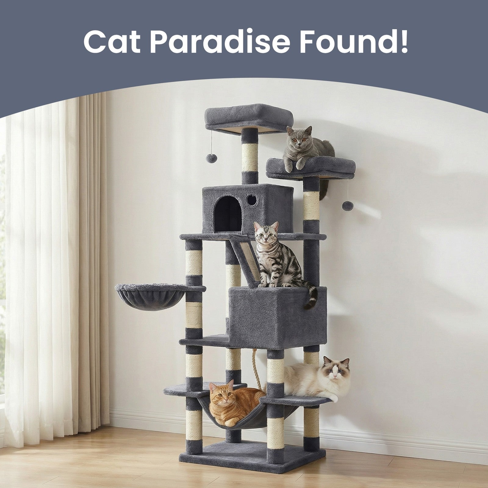 Cat Tree - Wood and Plush