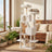 Large Cat Tree - Wood and Plush - White - with 13 Scratching Posts