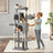 Large Cat Tree - Engineered Wood - Dark Gray - Multi-Level with 2 Caves and 5 Scratching Posts
