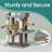 Large Cat Tree - Engineered Wood - Dark Gray - Multi-Level with 2 Caves and 5 Scratching Posts