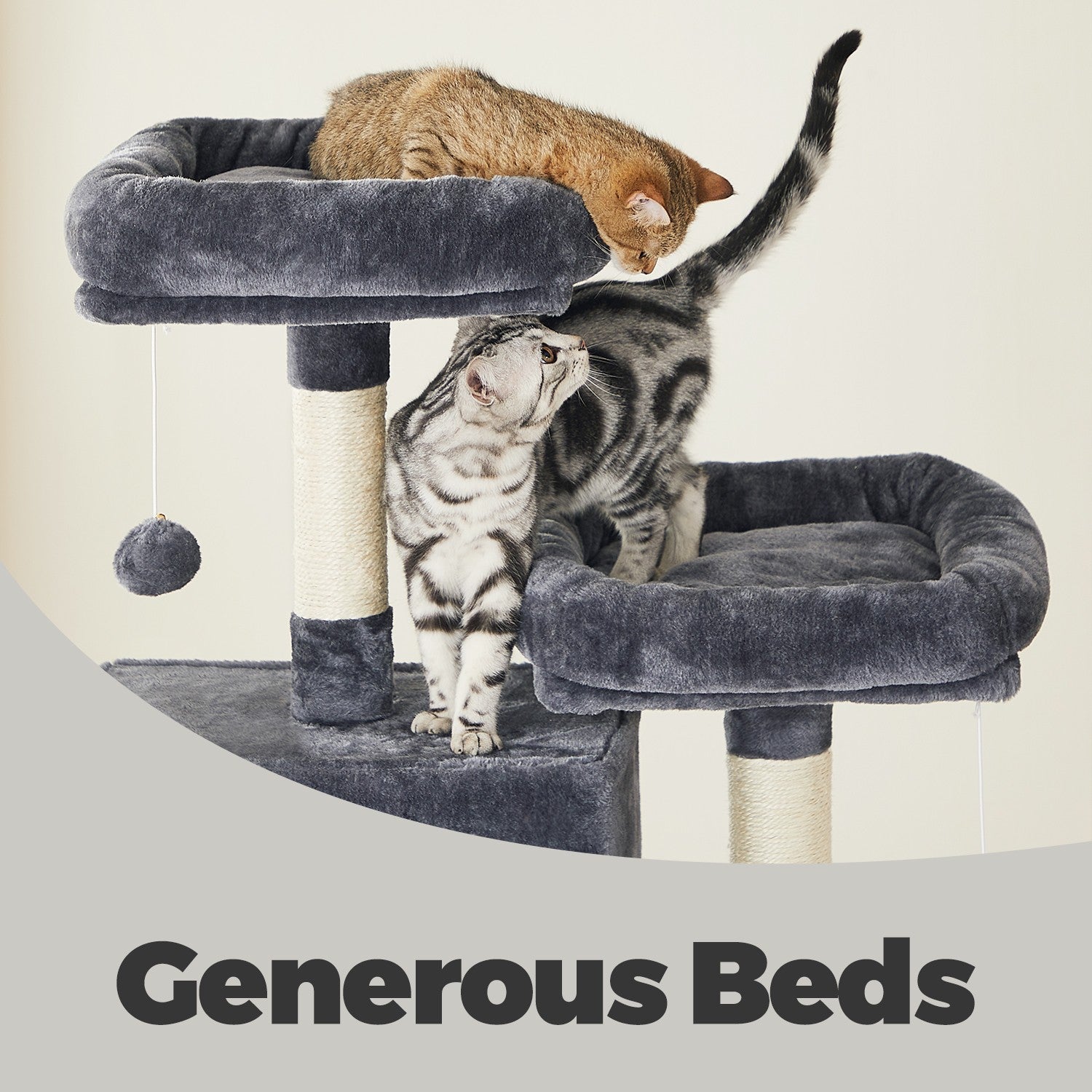 Cat Tree Tower - MDF - Dark Grey - Includes 13 Scratching Posts