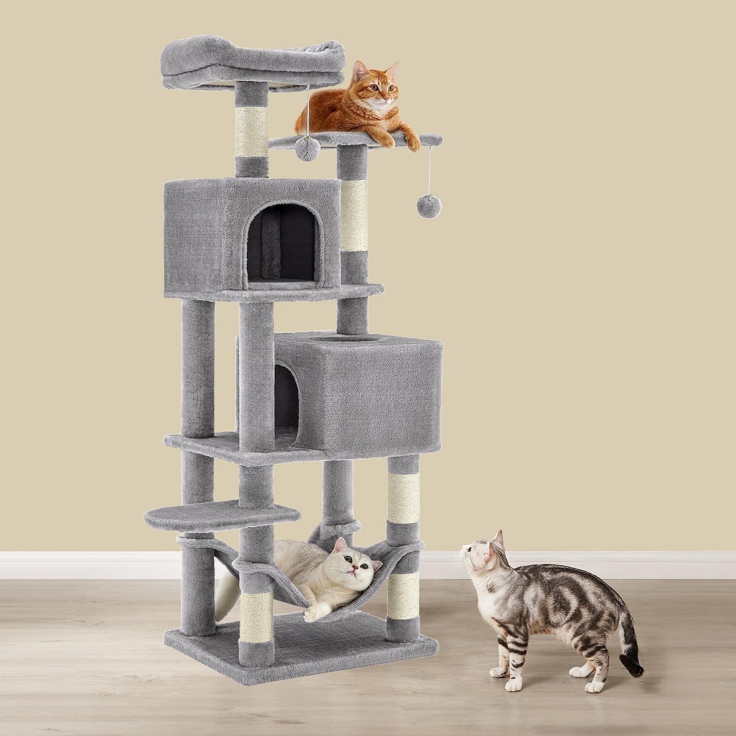 Cat Tree - Light Gray - Plush