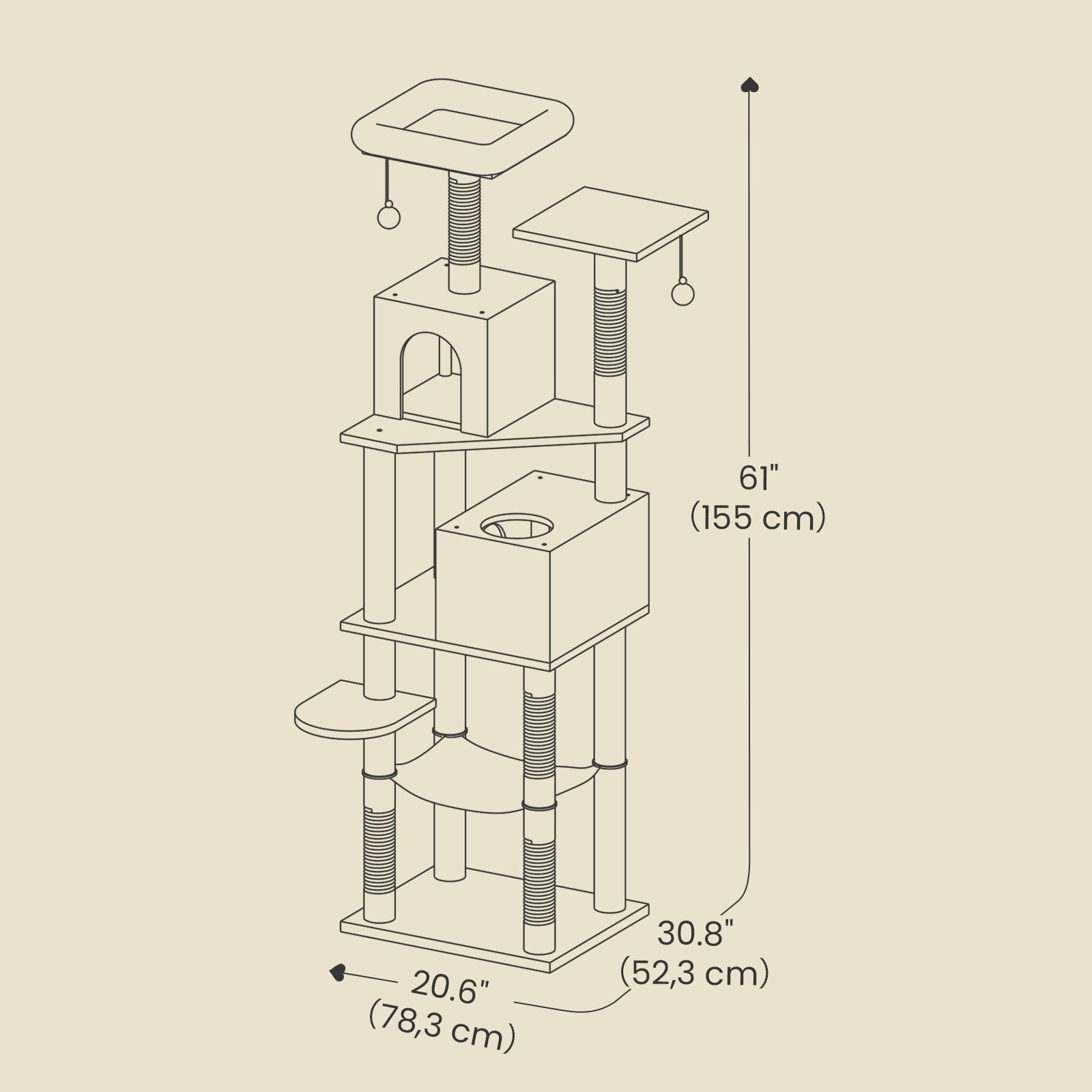 Cat Tree - Light Gray - Plush