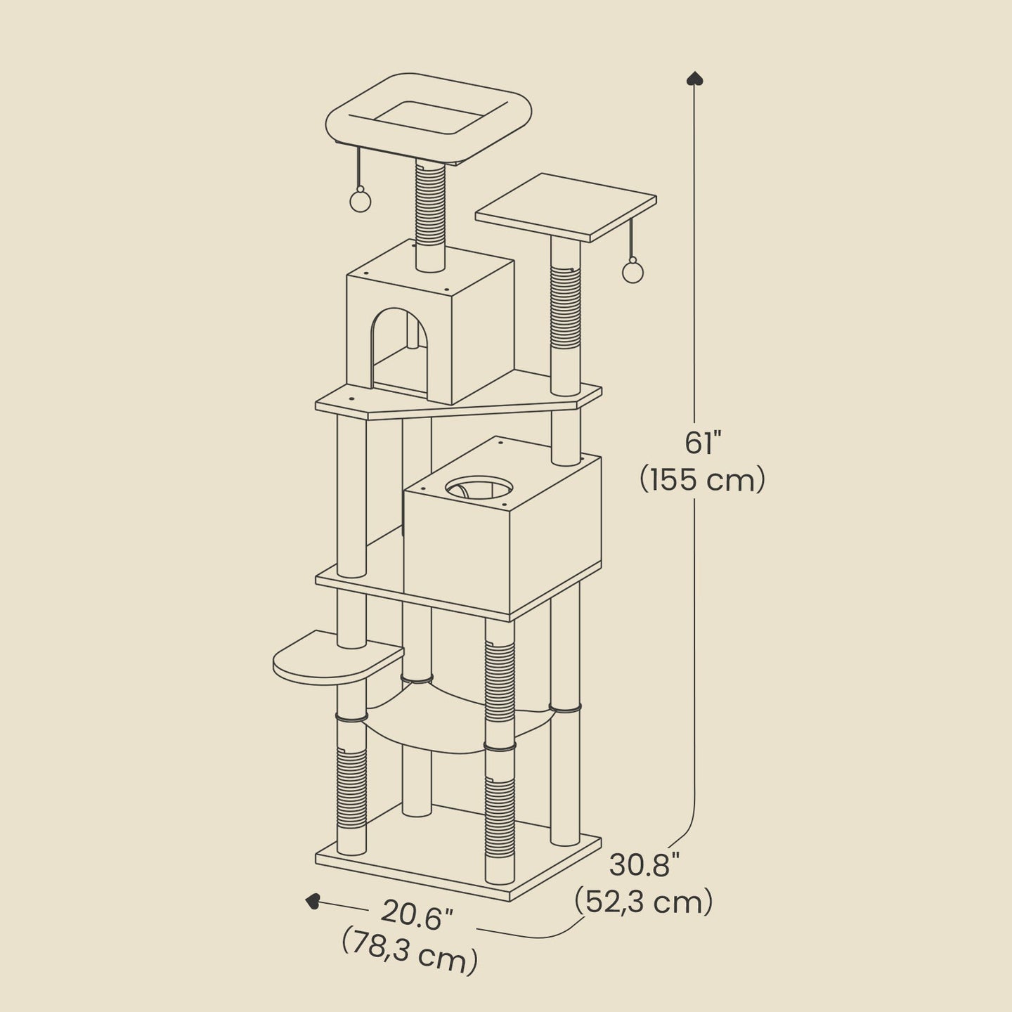 Cat Tree - Light Gray - Plush