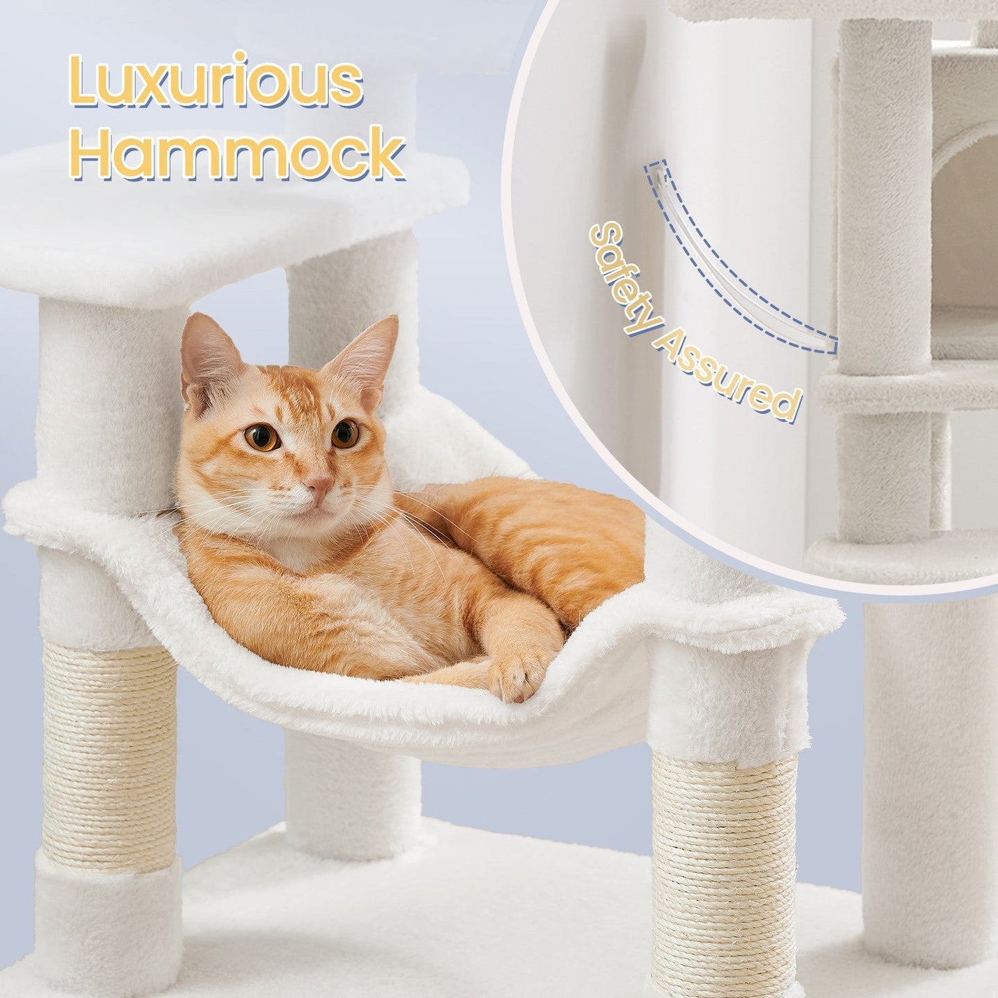 Multi-Level Cat Tree - Engineered Wood - Light Gray - Includes 4 Scratching Posts and Hammock