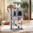 Multi-Level Cat Tree - Engineered Wood - Light Gray - Includes 4 Scratching Posts and Hammock