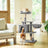 Cat Tree - Engineered Wood - Light Gray - Multilevel Design with Scratching Post