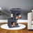 Cat Tree - Wood - Light Grey - Large Perch with Two Cat Caves and Scratching Post
