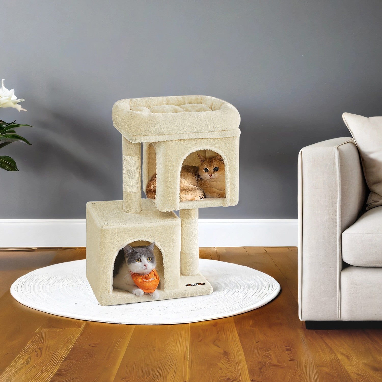 Cat Tree, Cat Tower - Particleboard and Plush - Beige