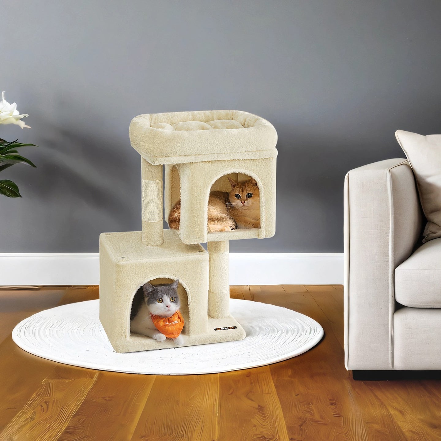 Cat Tree, Cat Tower - Particleboard and Plush - Beige