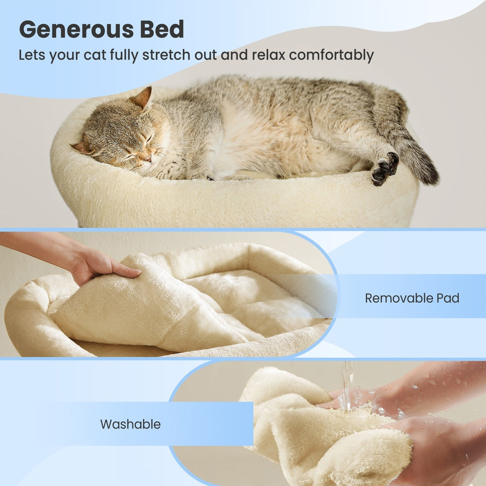 Cat Tree, Cat Tower - Particleboard and Plush - Beige