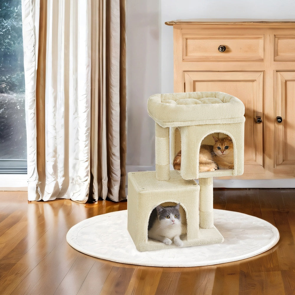 Cat Tree, Cat Tower - Particleboard and Plush - Beige