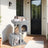Cat Tree - Wood - Light Grey - Large Perch with Two Cat Caves and Scratching Post