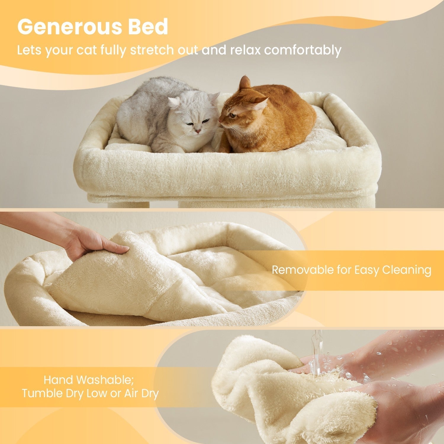 Cat Tree - Engineered Wood - Light Grey - Includes Large Perch and Plush Condos