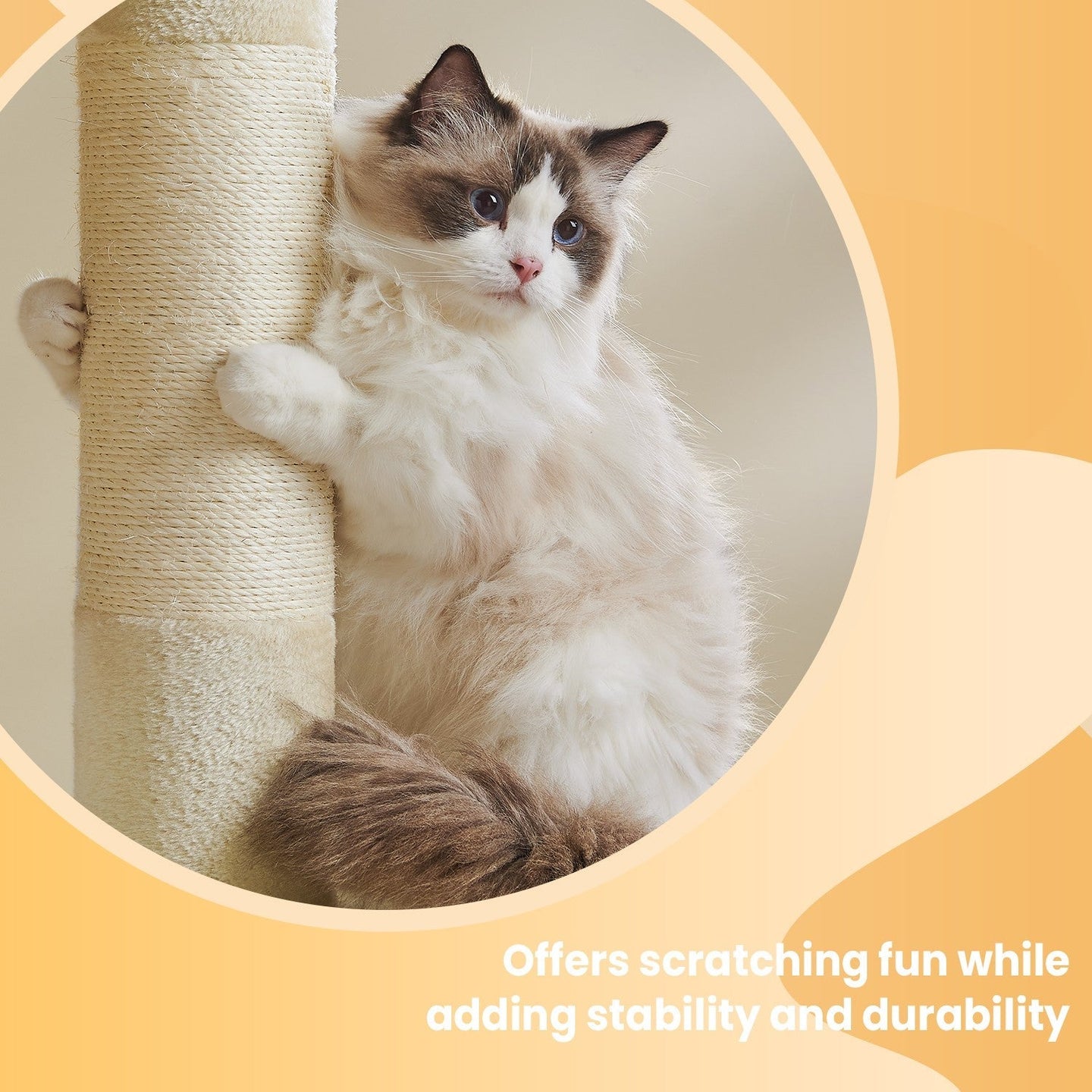 Cat Tree - Engineered Wood - Light Grey - Includes Large Perch and Plush Condos