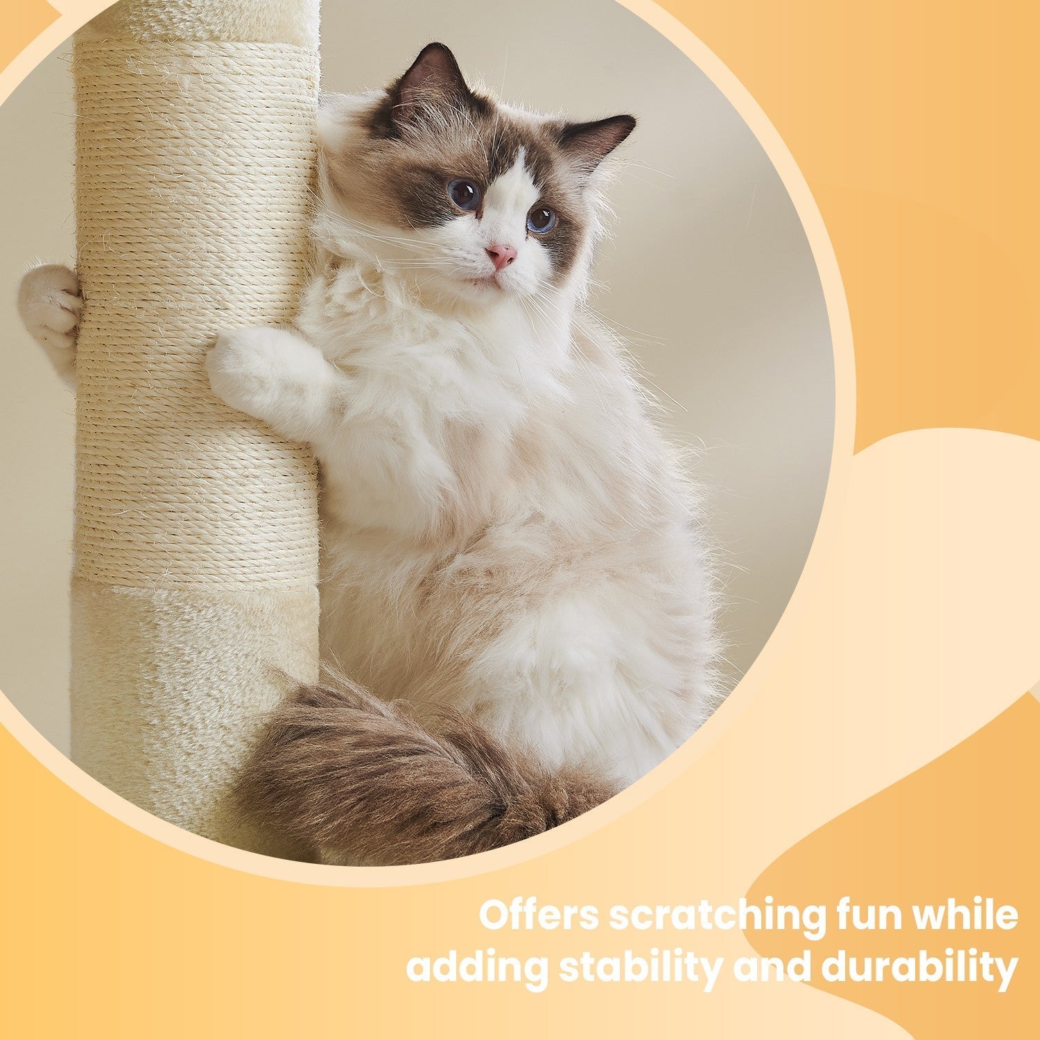 Cat Tree - Engineered Wood - Light Grey - Includes Large Perch and Plush Condos