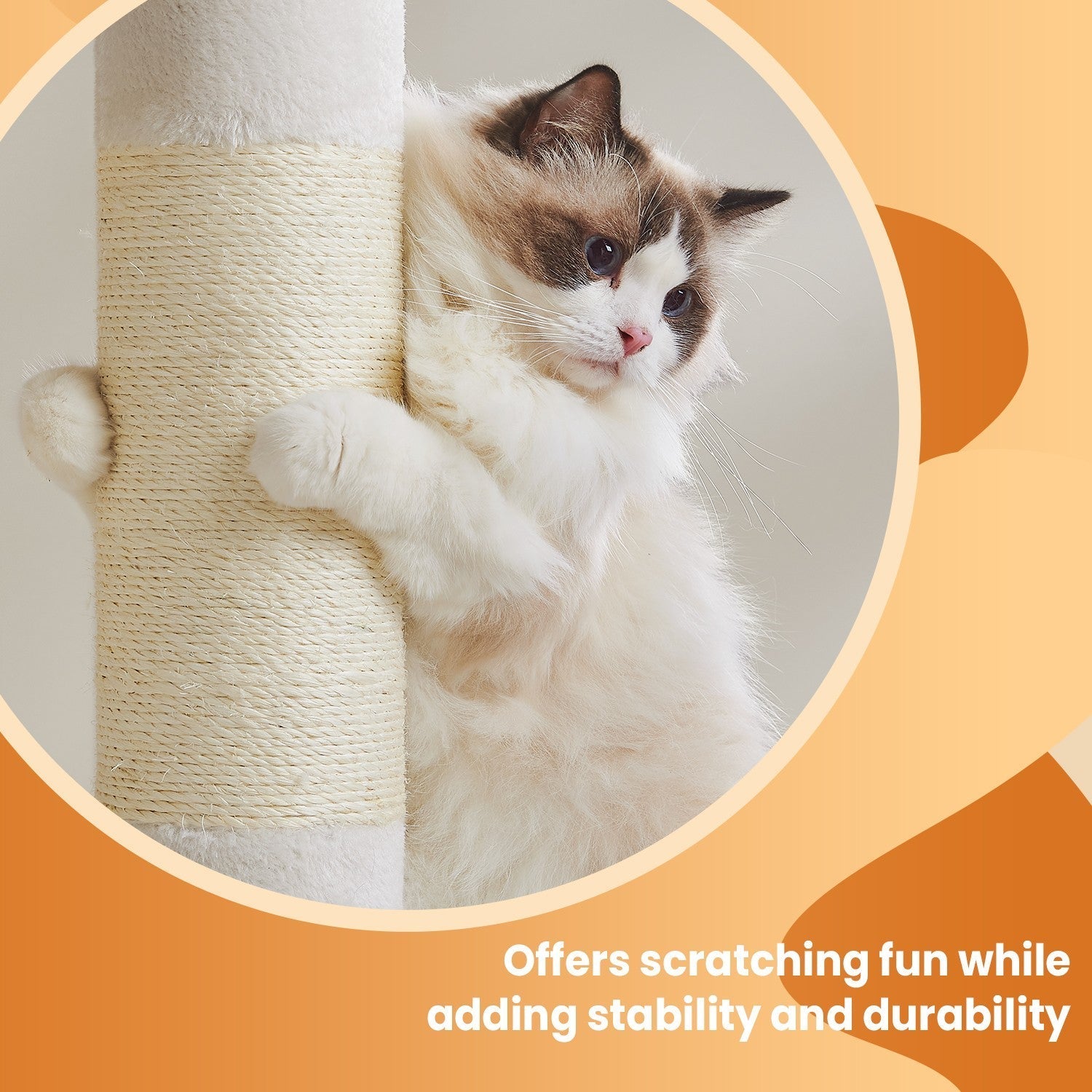 Cat Tree - Engineered Wood - Light Grey - Includes Large Perch and Plush Condos