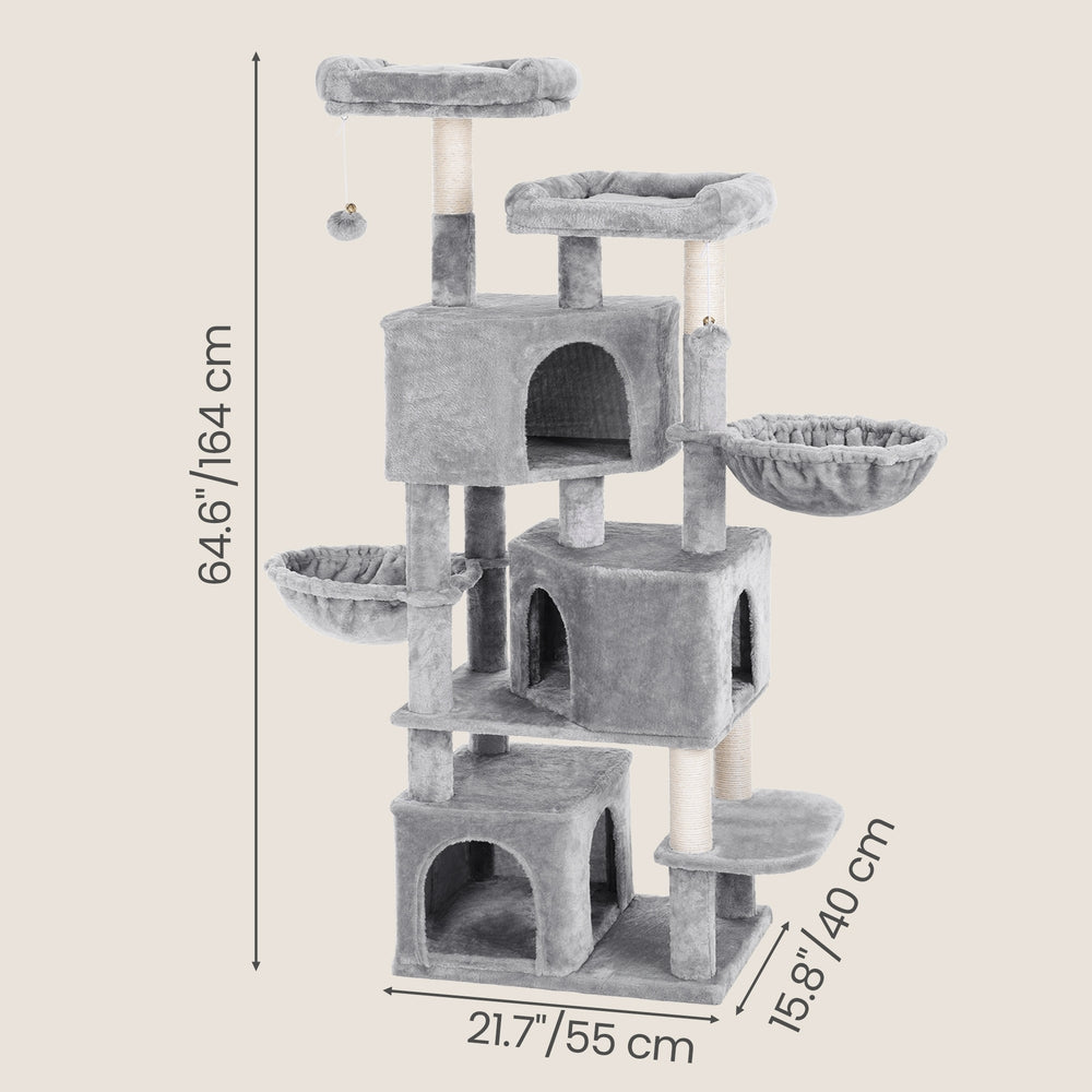 Cat Tower - 164cm - MDF - 3 Spacious Caves