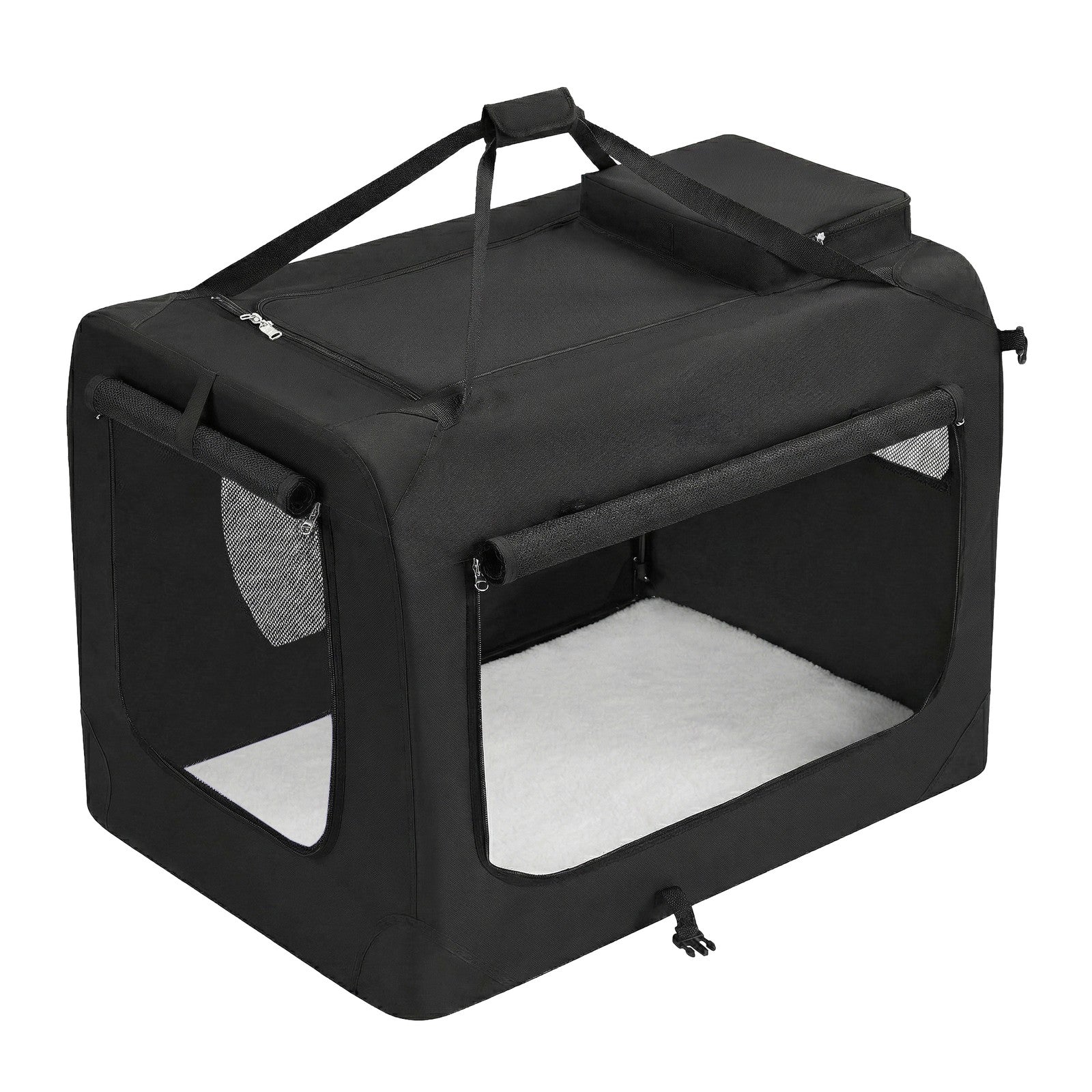 Collapsible Dog Crate - Metal Frame and PVC Coating - Black