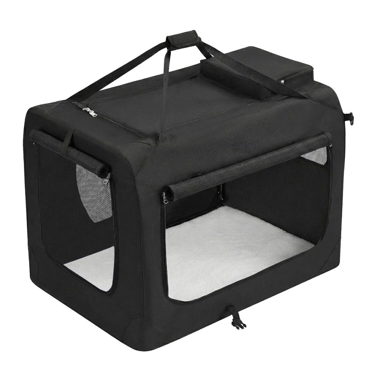 Collapsible Dog Crate - Metal Frame and PVC Coating - Black