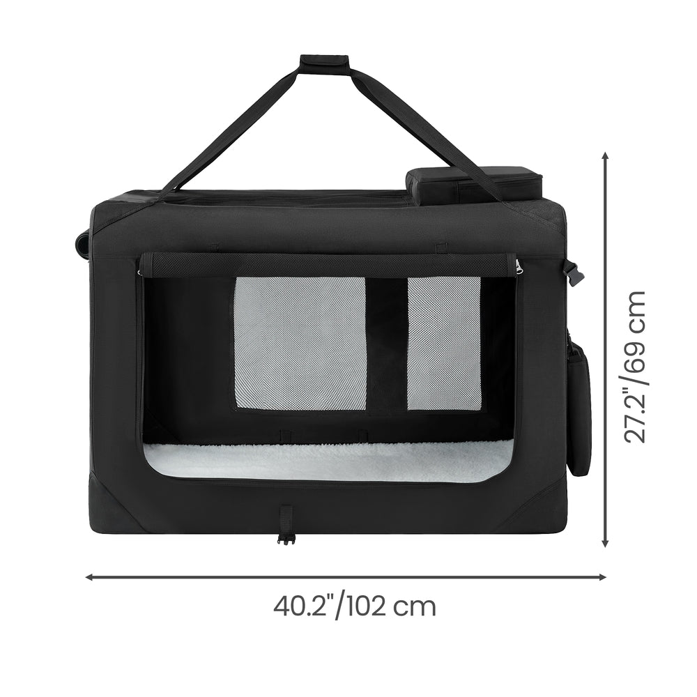 Collapsible Dog Crate - Metal Frame and PVC Coating - Black