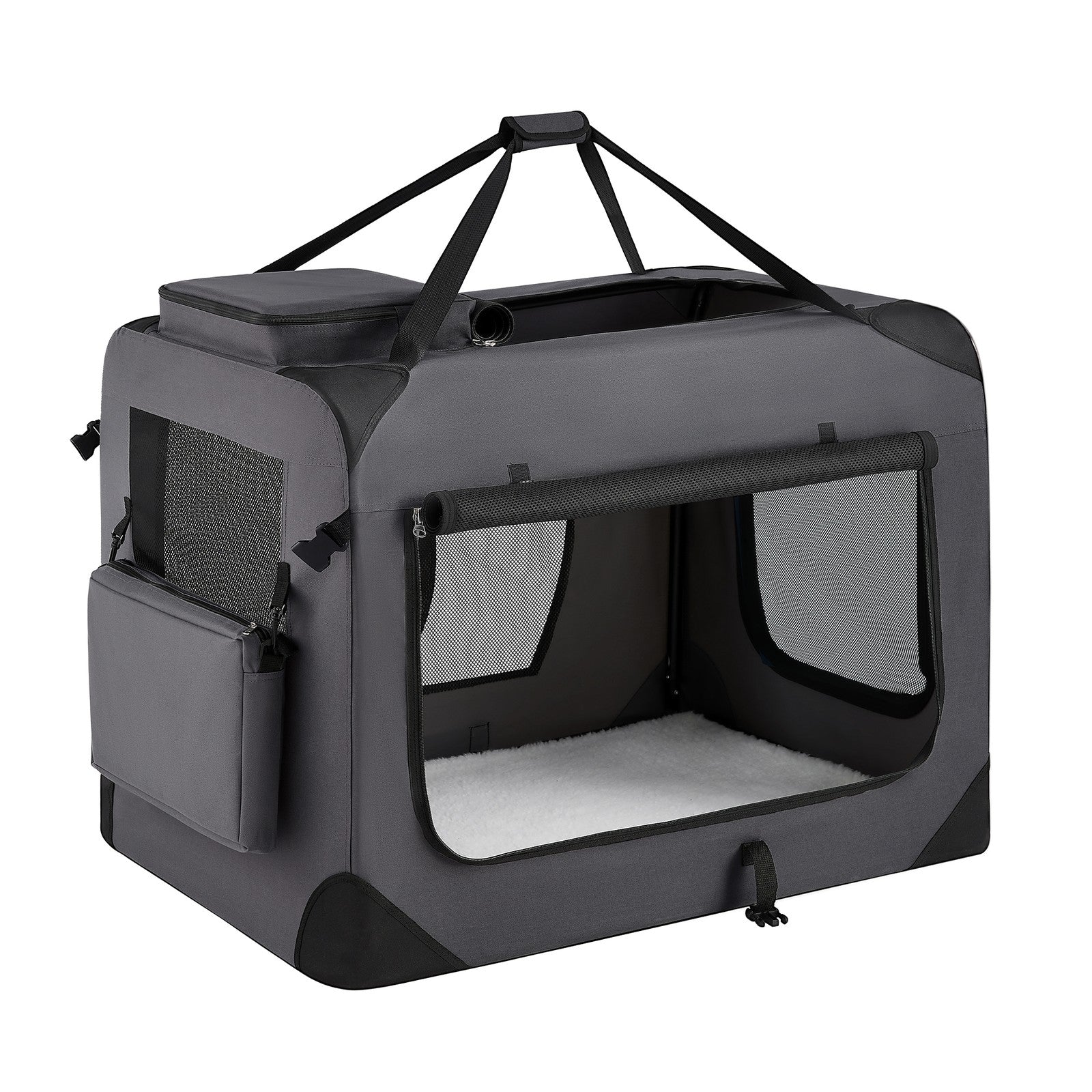 Collapsible Dog Crate - Metal Frame and PVC Coating - Grey