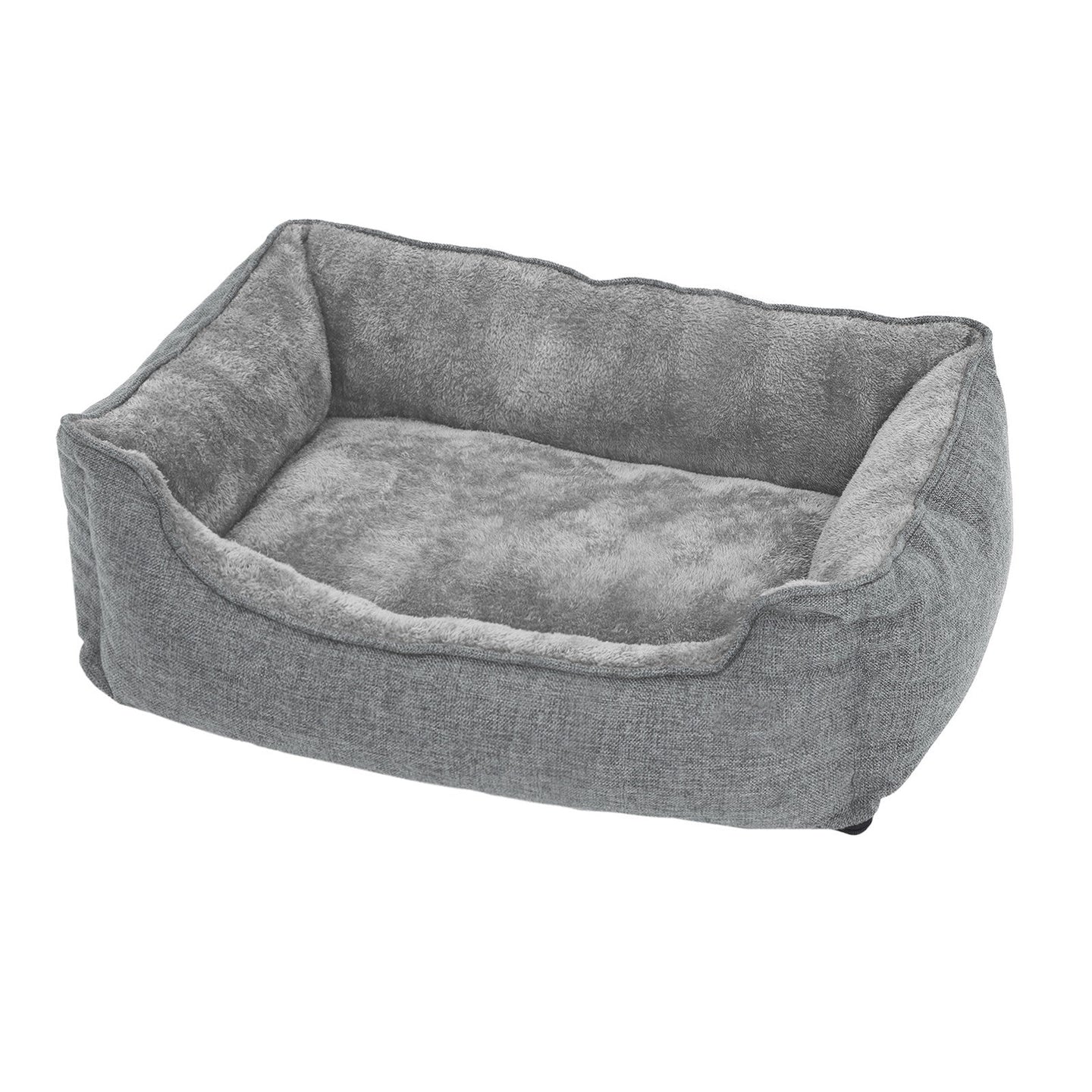 Dog Bed - Linen-Look - Light Grey - Easy to Clean with Raised Edges