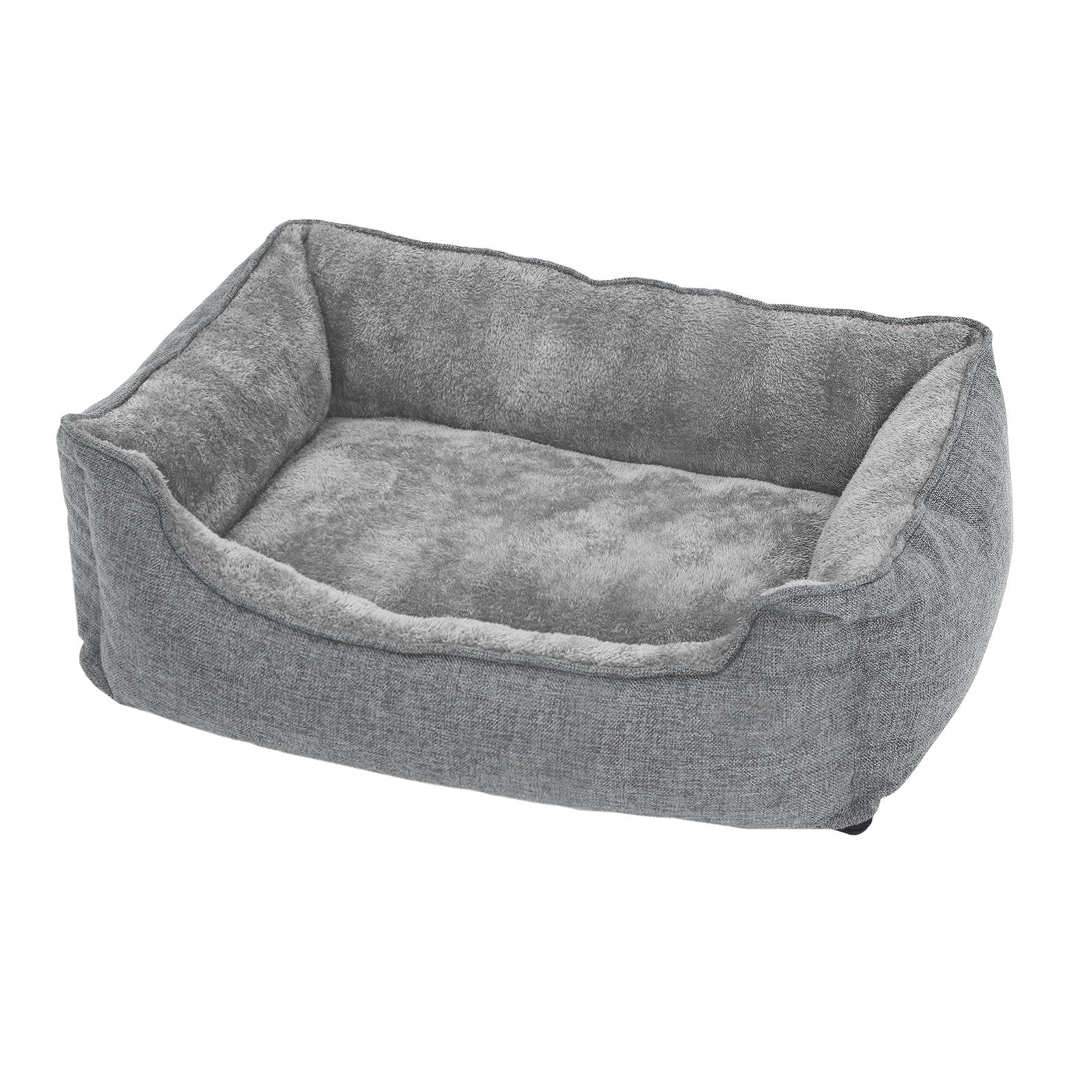 Dog Bed - Linen-Look - Light Grey - Easy to Clean with Raised Edges