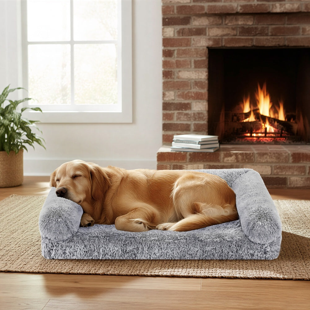 Large Pet Sofa Bed - 49L - Orthopedic Egg Crate Foam - PV Plush