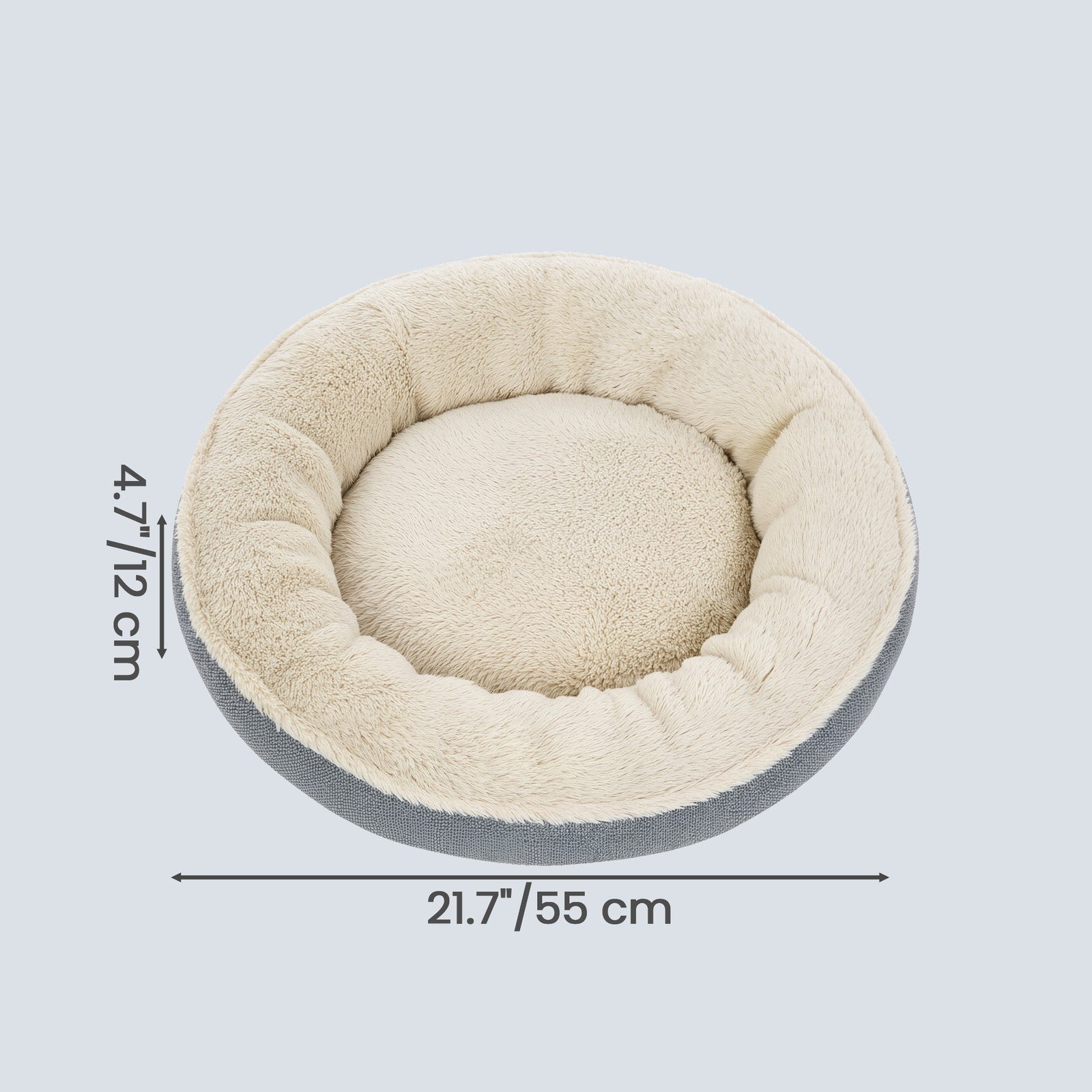 Donut Dog Bed - 55 - Linen-Look Fabric - Plush & Memory Foam Filling